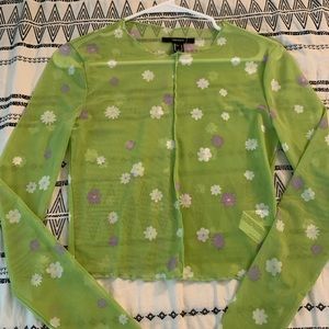 Forever21 Small Sheer Lime Green Long Sleeve